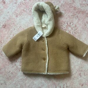 GAP Tan Knit Baby Jacket with Hood
